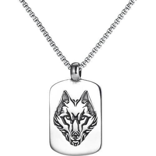 YCHM Wolf Necklace Stainless Steel Wolf Pendant Necklace for Man Hip Hop Jewelry High Quality Never Fade Vintage Accessories
