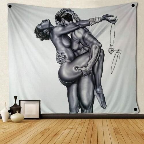 Deep Love Poster African American Art Banners sexy nude photos Canvas Painting Tapestry for Living Room Bedroom Wall Decoration