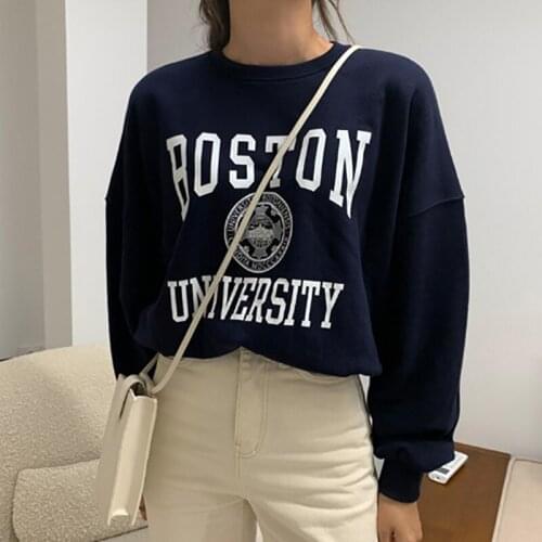 Letter Print Pullovers Streetwear Women Hoodies Drop Shoulder Loose Autumn Casual Woman Sweatshirt 2020 Fashion Hoodie For Women
