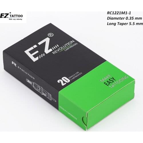 RC1221M1-1 EZ Revolution Cartridge Tattoo Needles 5.5 mm Long Taper Magnum Tattoo Needles for Cartridge Machines & Grips