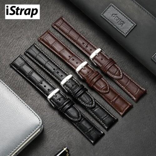 IStrap Genuine Leather Watchband For Tissot Longines Omege huami amazfit huawei gt Gear S2 S3 Universal watch strap