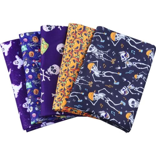 50*145cm Twill villus bottom fabric Halloween pattern Polyester cotton Soft thin Cloth for dress DIY Clothes Shirt patchwork