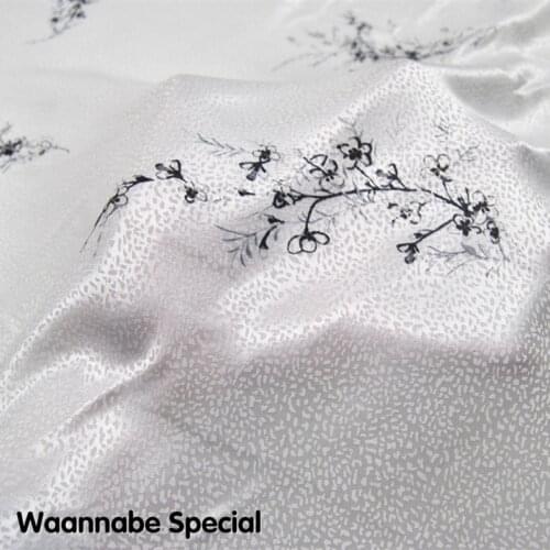 LEO&LIN White Large Wide Elegant Silk Cotton Jacquard Silk Clothing Cloth Fabric DIY Sewing Patchwork