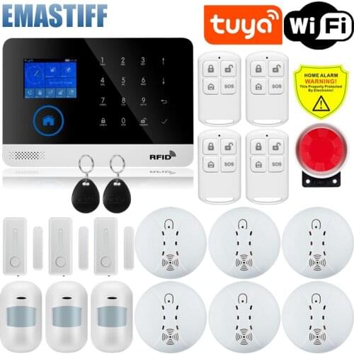 Tuya WiFi GSM Alarm System Anti Theft Alarm Smart Home Burglar Alarma Personal LCD Screen Motion Detector Smoke Door Sensor