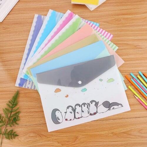 Cute Cartoon File Bag Office Supplies Portable Information Ticket Bag Student Large Capacity Study Stationery Button Pen