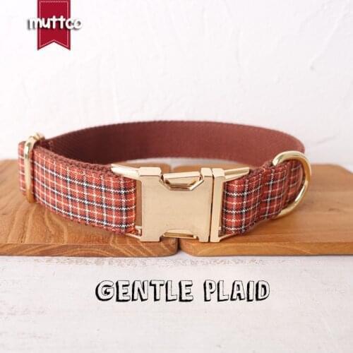 10pcs/lot MUTTCO dog collar GENTLE PLAID convenient to walk the dog leash accessory for small medium large dog 5 size UDC103J