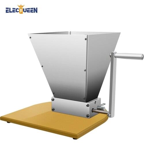 Malt Barley Crusher Stainless Steel 2 Roller Malt Mill Homebrew Grain Grinder 7lb Hopper Adjustable Manual Mill With Wooden Base
