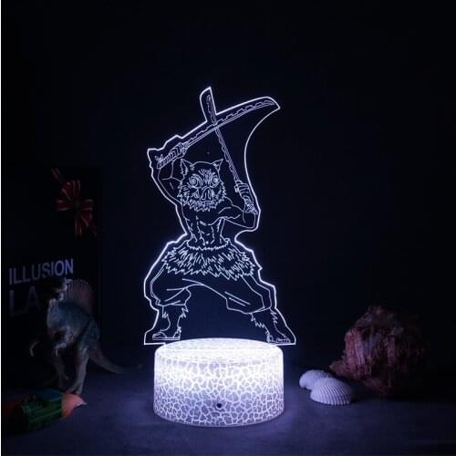 Anime Demon Slayer Kimetsu No Yaiba Led Night Light for Bedroom Decor Light Manga Birthday Gift Inosuke Hashibira Led 3d Lamp