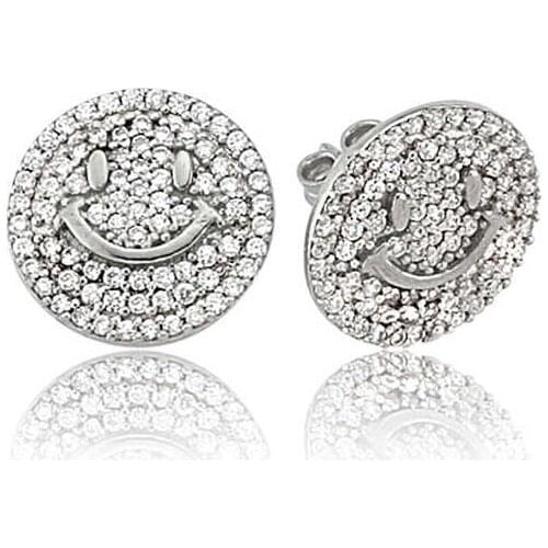 Tevuli 925 Sterling Silver Smiling Face Studded Earrings