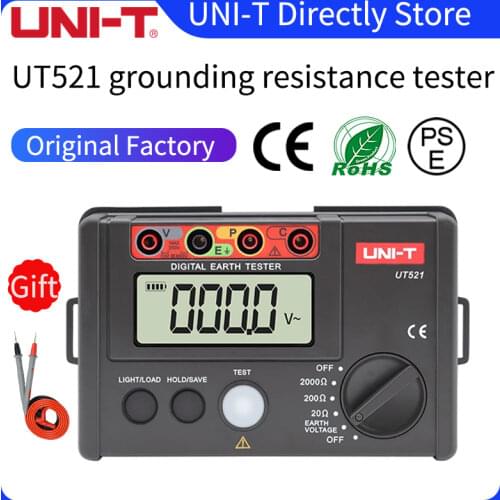 UNI-T UT521 Grounding Resistance Tester Low Voltage Display Data Storage Over Range Display LCD Backlight
