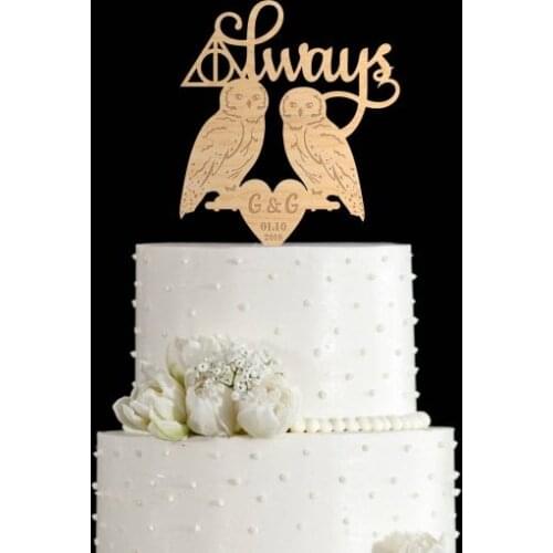 Always cake topper wedding, cake topper with initial and date