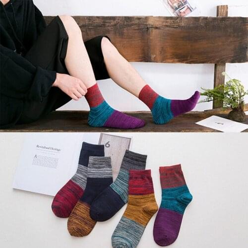 ZDL-392 Trendy Cotton Mens Knitted Breathable Male Business Japanese Retro National Standard Sock 10 Pairs
