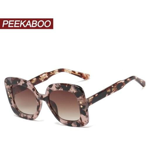 Peekaboo ladies oversized sunglasses women square rivet 2020 trend female sun glasses big uv400 hot selling summer style red