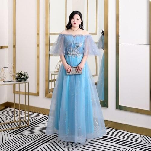 Evening Dresses Boat Neck Lace Half Sleeves Plus Szie Women Party Dress Bling Appliques A-line Floor-length Formal Gowns D406