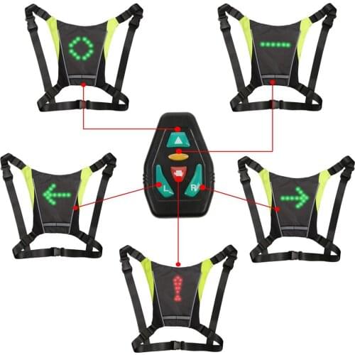 Cycling Vest LED Turn Signal Light Pilot Lamp Safety Direction Guide Backpack