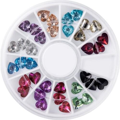 1 Wheel 36 pcs Big Peach Heart Shap Diamond Jewelry Nail Art Rhinestones for Manicure Decorations