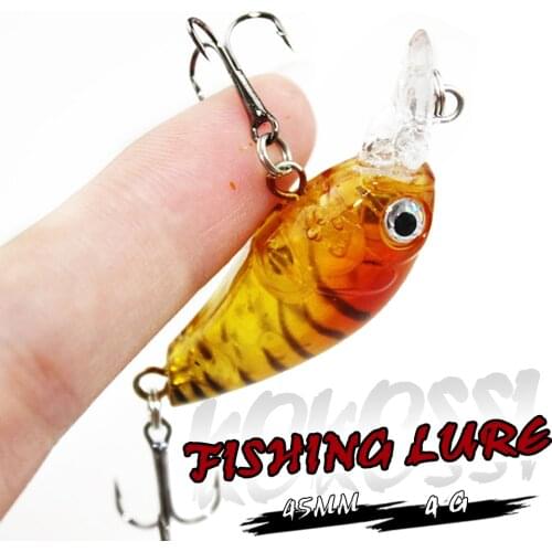 1PCS 4.5CM/4G Laser Hard Crank Fishing Lure Crankbait Treble Hooks 3D Eyes Bait Fishing Tackle