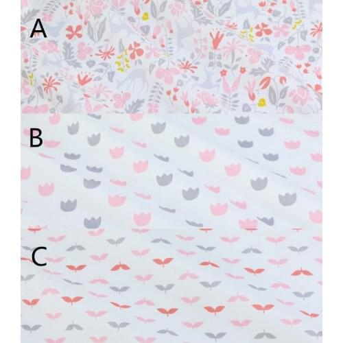 160CMx50CM deer pink floral nursery cotton fabric infant baby bedding cotton patchwork fabric tecidos quilting sewing tissue