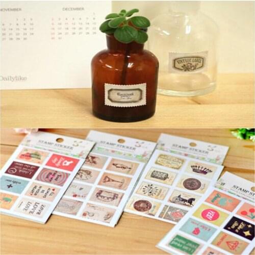 2 Sheets DIY Lovely Decor Sticker Retro Tower Flower Stamps Stickers Vintage Scrapbook Note Paper Wholesale Random Style