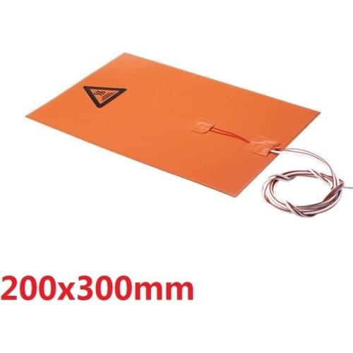 200x300mm Square Silicone Rubber Heater Pad 24V 210W w/ thermistor, 3M on Back