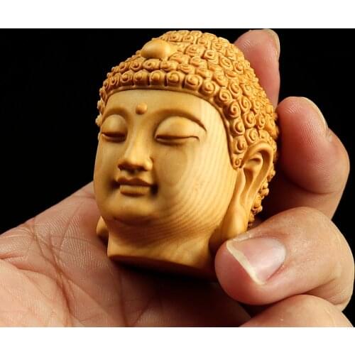 5cm Nyorai Buddha Head Bodhisattva Statue Wood Statue Crafts Feng Shui Desk Decors Toy Gift