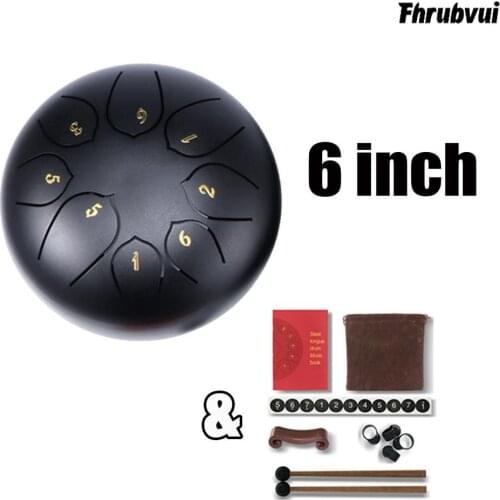 6 Inch Mini Drum 8 Tone Steel Tongue Drum Percussion Instrument With Drumsticks Can Produce A Clean Ethereal Buddha-Like Sound