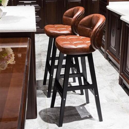 Bar chair modern minimalist solid wood bar stool high stool creative bar stool Nordic home high stool