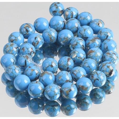 Sky Blue Howlite Stone Round Loose Spacer Beads For Jewelry Making Shell Turquoises DIY Bracelet Accessories 4/6/8/10/12MM 15"