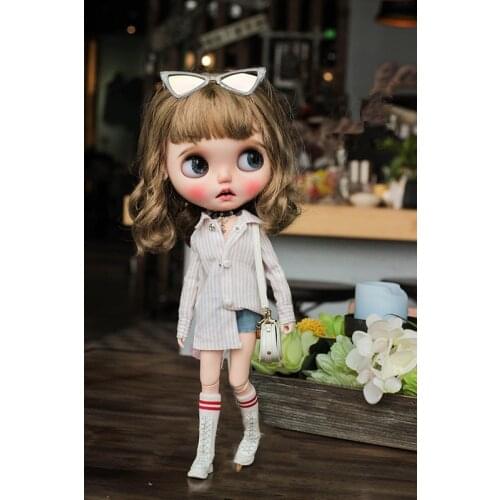 Blythes dolls clothing ob24 licca 1/6 size can be worn as a suit doll with a stylish three-color striped shirtdoll accessories