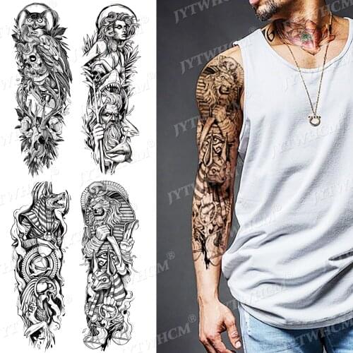 Large Arm Sleeve Tattoo Angel Wolf Animal King Owl Jesus Waterproof Temporary Tattoo Sticker Holiness Men Full Skull Totem Tatto