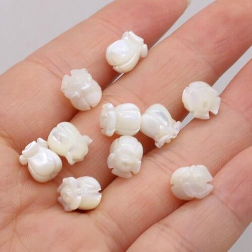 4Pcs Natural Colorful Shell Beads Carved-Flowered Loose Beads For DIY Jewelry Making Bracelet Earring Rings Accessory