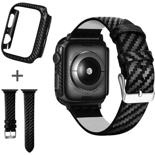 Black Carbon Protective Case For Apple Watch Bands 42mm 44mm 38mm 40mm Watch Covers Bumper for iWatch Series 6 5 4 3 2 1 Strap