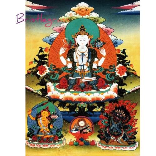 BRISTLEGRASS Wooden Jigsaw Puzzles 500 1000 Pieces Three Masters of Tibetan Buddhism Thangka Painting Educational Toy Home Decor
