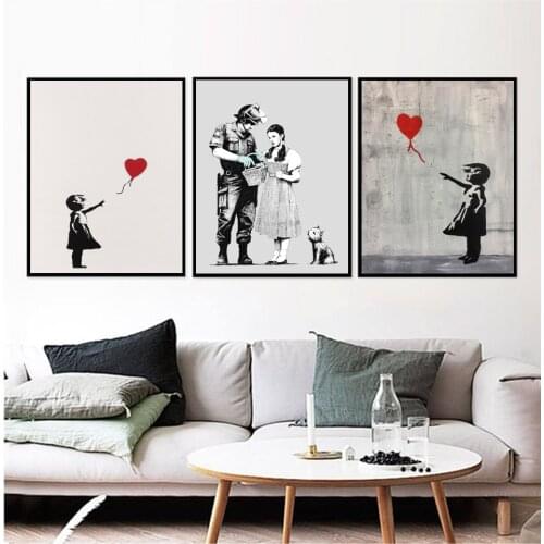 Girl with Balloon Unframe Canvas Print Original Wall Art Banksy Graffiti Street wall Art picture Canvas Painting For Living Room