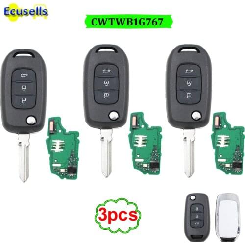 3pcs/lot 3 Button Flip Remote Key 433MHz PCF7961 4A Chip for Renault Kadjar Captur Megane 3 Symbol 2013-2017 CWTWB1G767 HU136