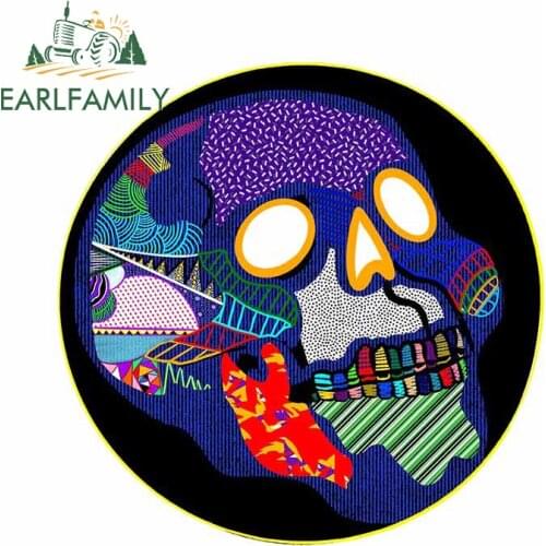 EARLFAMILY 13cm x 12.8cm for Ink Skull Creative Decal Surfboard Car Sticker Auto Car Door Protector Occlusion Scratch Decoration