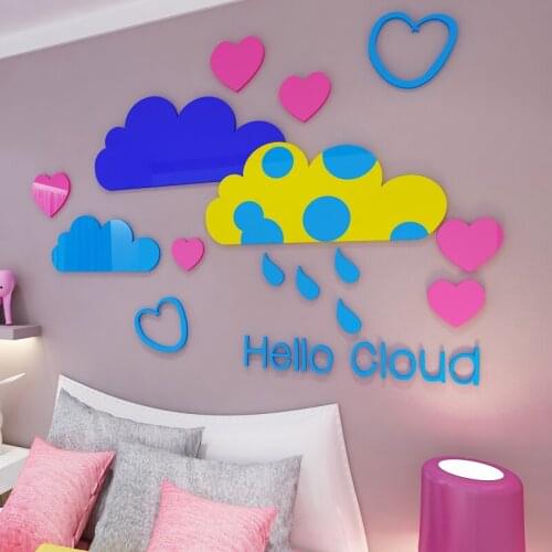 Creative INS Caiyun DIY Childrens room bedroom home living room TV background wall decoration 3D acrylic wall sticker