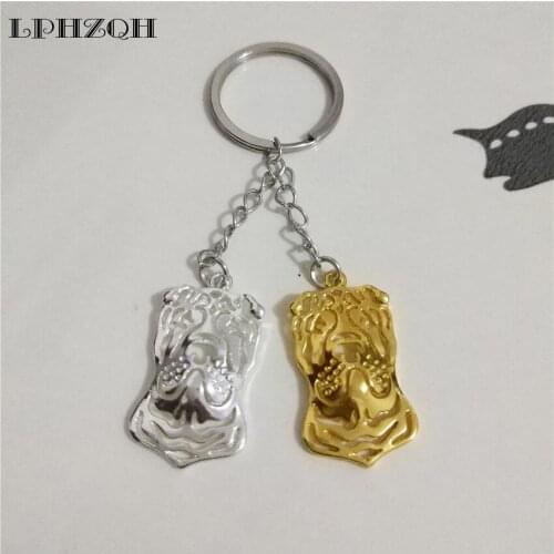 LPHZQH Fashion Trendy Dog Jewelry Car Key Chain Chinese Shar Pei Bag Charm Pendant Accessories Gift Keyring Popular Jewelry