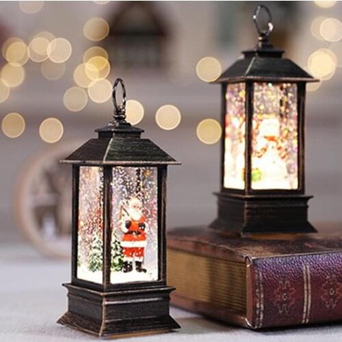 2021 The Best Gift LED Christmas Crystal Lights Rotate Glitter Xmas Small Lantern Battery-powered Lamp For New Year