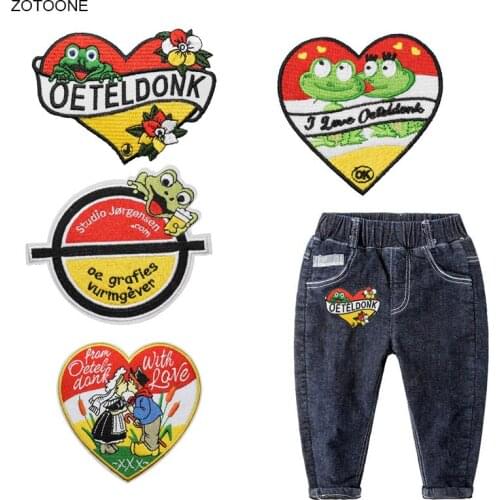 ZOTOONE Oetel donk Patch Frog Carnival for Netherland Iron on Sew on Patches for Clothing DIY Embroidered Badge for Clothes G