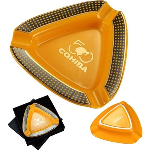 Portable Ceramic COHIBA Ashtray Outdoor Car Cigar Ashtray Home Pocket 3 Cigar Holder Smoking Ash Tray Tobacco Tools