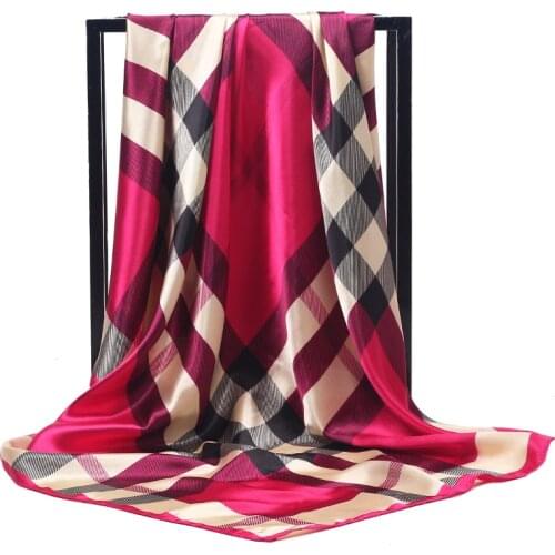 Luxury Brand Silk Scarves Women 90*90cm Square Head Hijab Scarf Ladies Spring Shawl Wrap Muffler Pareo Bandanna Female