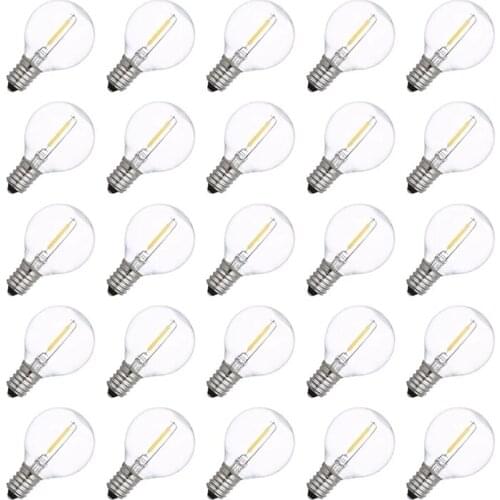 25Pcs LED G40 E14 Replacement Bulbs 0.6W 2700K LED Filament Light Lighting Bulbs Home Holiday Party Decoration