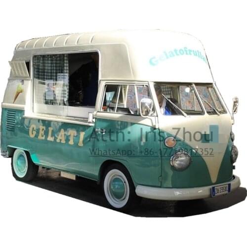 Retro food truck modern bus mobile ice cream gelato food truck moving dining cart