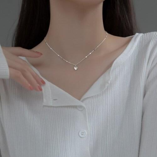 Trustdavis Real 925 Sterling Silver Fashion Sweet Romantic Heart Clavicle Necklace For Women Wedding Party Fine Jewelry DA3006
