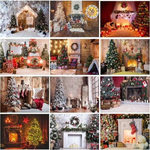 SHENGYONGBAO Vinyl Christmas Day Photography Backdrops Prop Christmas Tree Fireplace Photographic Background Cloth 21710CHM-001