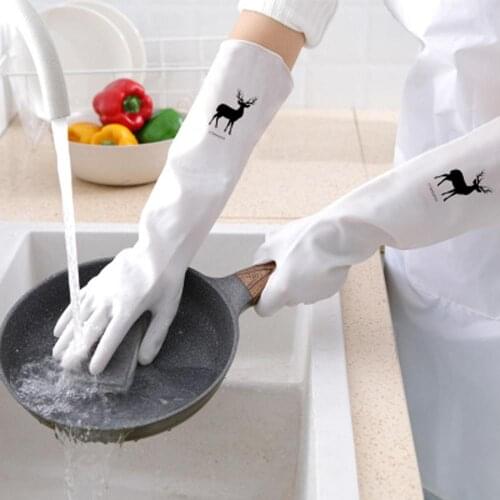 High Quality Female Waterproof Rubber Latex Dishwashing Gloves Kitchen Durable Cleaning Housework Chores Dishwashing Tools