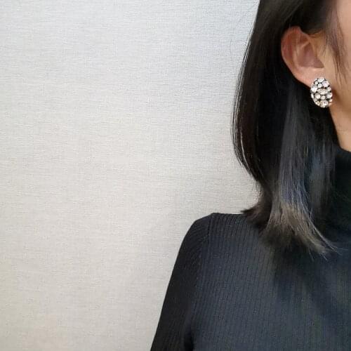 Vintage Luxury Female Crystal Big Stud Earrings Elegant Wedding Jewelry Statement Earrings For Women Gift Accessories Wholesale