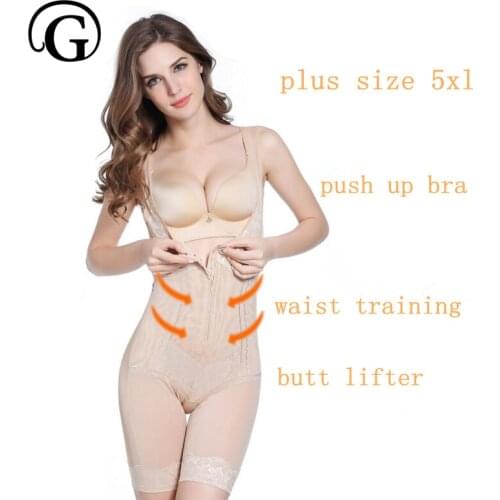 Women Slimming Full Body Shapers Bodysuits Plus Size Thigh Waist Control Abdomen Lift Bras Corset