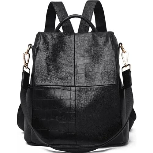 Women Backpack Genuine Cow Leather Fashion Double Shoulder Bags Large Capacity School Backpacks for Girls High Quality 3 Style